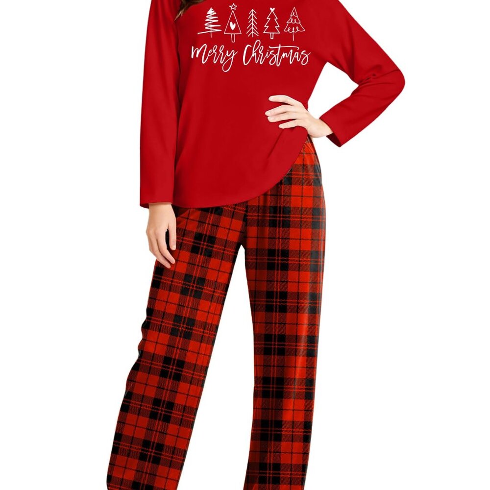 Festive Long Sleeve Pajama Set Cozy Vintage Holiday Sleepwear Lounge Wear